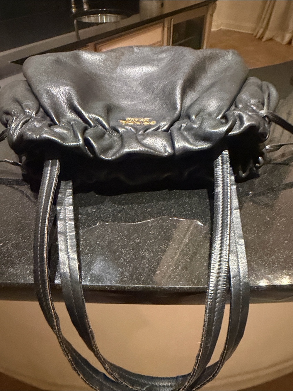 Prada Nero Large Drawstring Leather Tote with Gold Logo - Picture 10 of 16